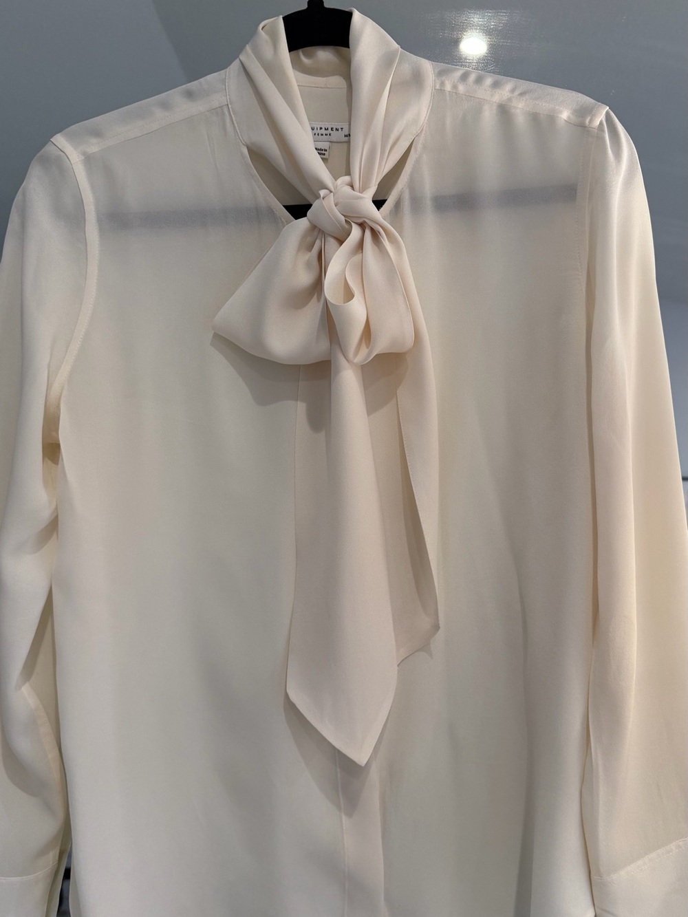Equipment Cream Silk Blouse Jacket with Tie Neck